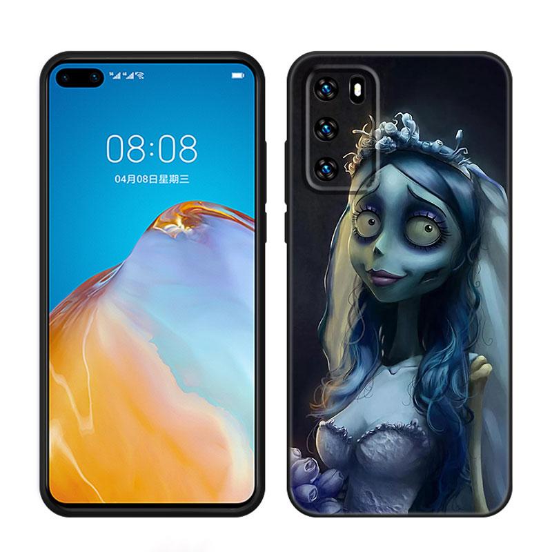 The Corpse Bride Black Silicone Phone Case For Huawei P10 P20 P30 P40 Lite P50 P60 Art P50E P Smart Z 2018 2020 2021 Pro 2019