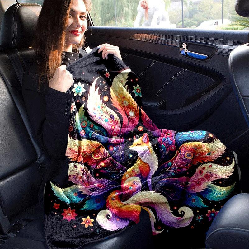 1pz Coperta Leggera in Flanella con Stampa di Volpi, Coperta Comoda e Calda, per Campeggio Divano Letto e Divano Ufficio, Regalo