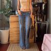 European and American Wholesale Foreign Trade Low-rise Washed Micro Jeans Women's Y2k Casual Straight Mopping Pants Ins Wind Women
