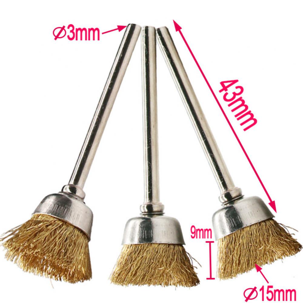 1/15/98pcs Mini Steel Wire Brass Brush For Dremel Drill Polishing Grinding Wheel T-shaped Rotary Brush Grinding Set Accessories