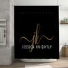 Luxuriöses personalisierbares Namens-Schriftzug-Duschvorhang-Set für Badezimmer-Dekoration Gold-Metallic-Druck, Schwarzer Hintergrund, Weißer Text Jk Je