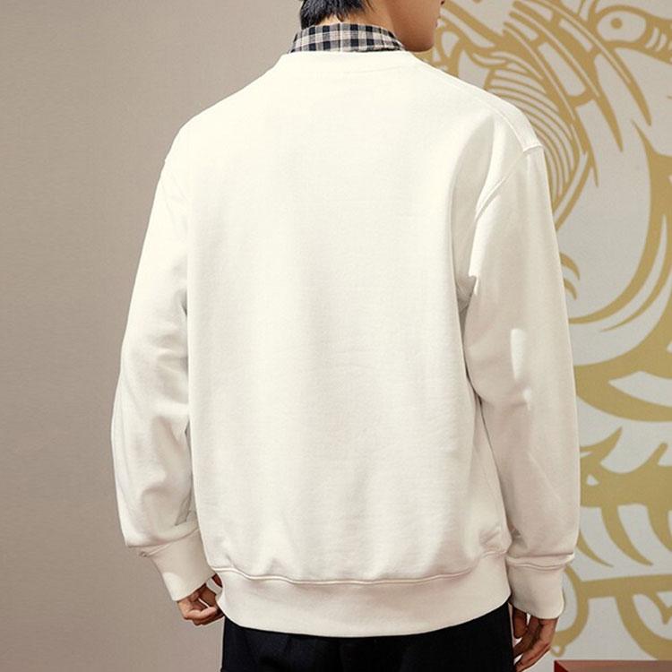 Anta Life Series Tiger Pattern Print Round-Neck Pullover Sweater New Year Edition Unisex Tops White 152218730-1