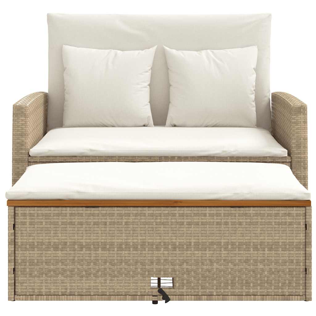 Vidaxl Sofa Ogrodowa Z Poduszkami, 2-Os., Beżowa, Rattan Pe I Akacja