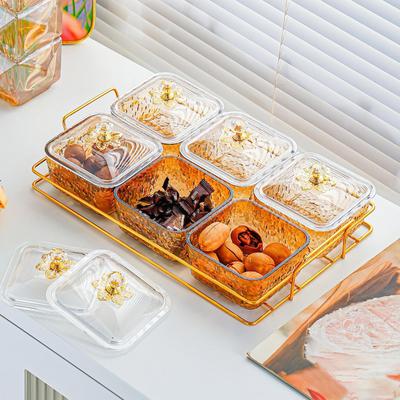 Fruit Plate Divided Serving Tray Appetizer with Lid Removable Dishes for Snacks Veggies