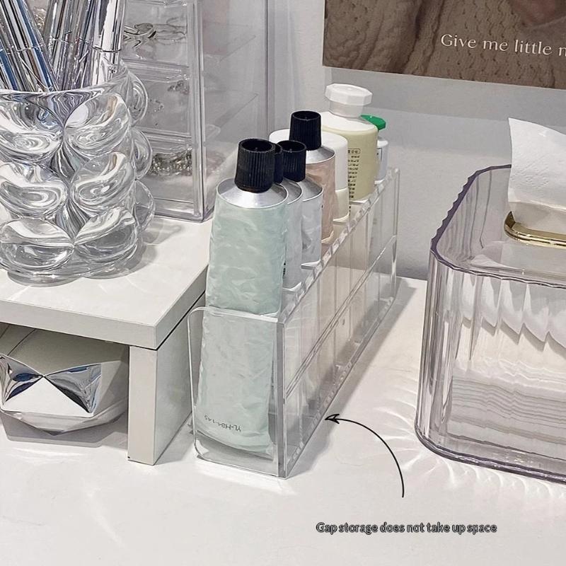 7 Slot Transparent Plastic Cosmetic Organizer Multi Functional Makeup Holder For Home Office Bathroom Dressing Table