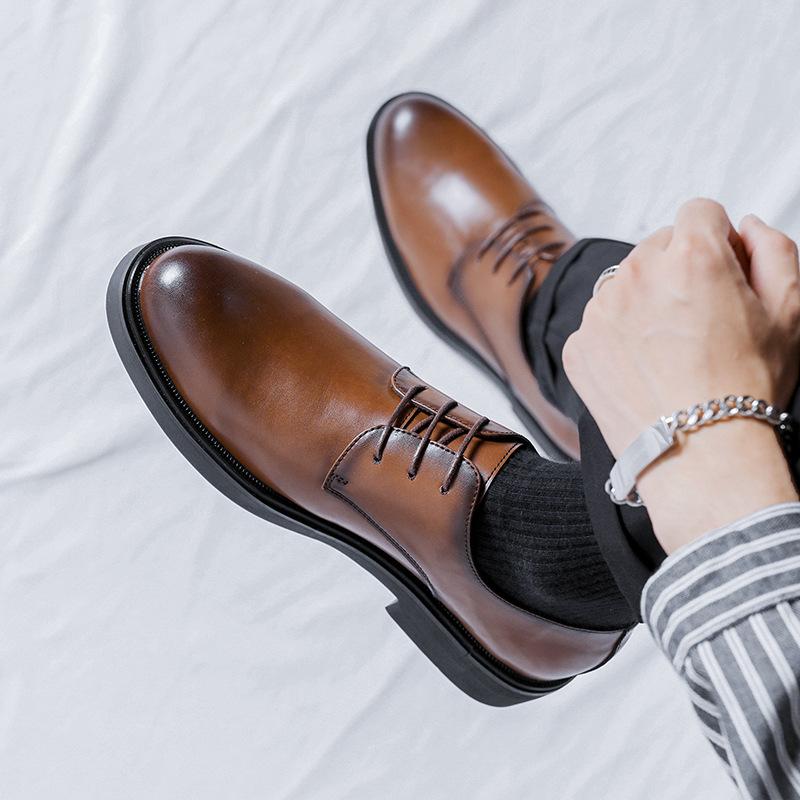 Autumn Leather Shoes Men'S New British Style Casual Men'S Business Dress Black Groom Wedding Shoes 85672-R