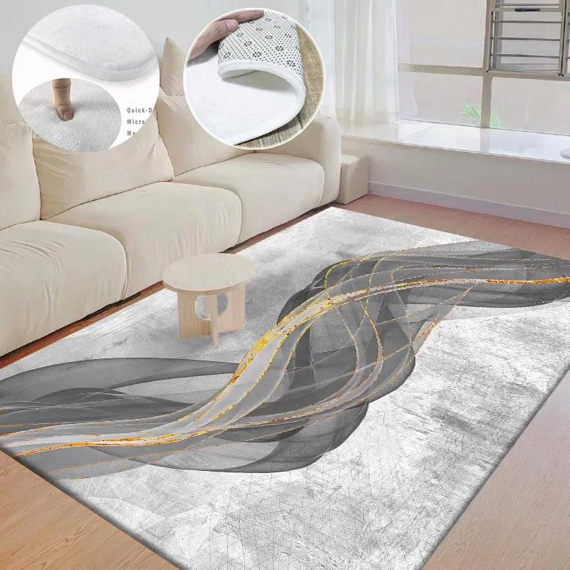 Grijze Luxe Stijl Tapijt voor Woonkamer Modern Groot Vloerkleed Slaapkamer Decoratie Zacht Pluizig Garderobe Flanellen Matten Wasbaar