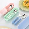 Cartoon Stainless Steel Children's Cutlery Set - Cute Spoon & Fork with Round Handles for Kindergarten, Portable Gift Set