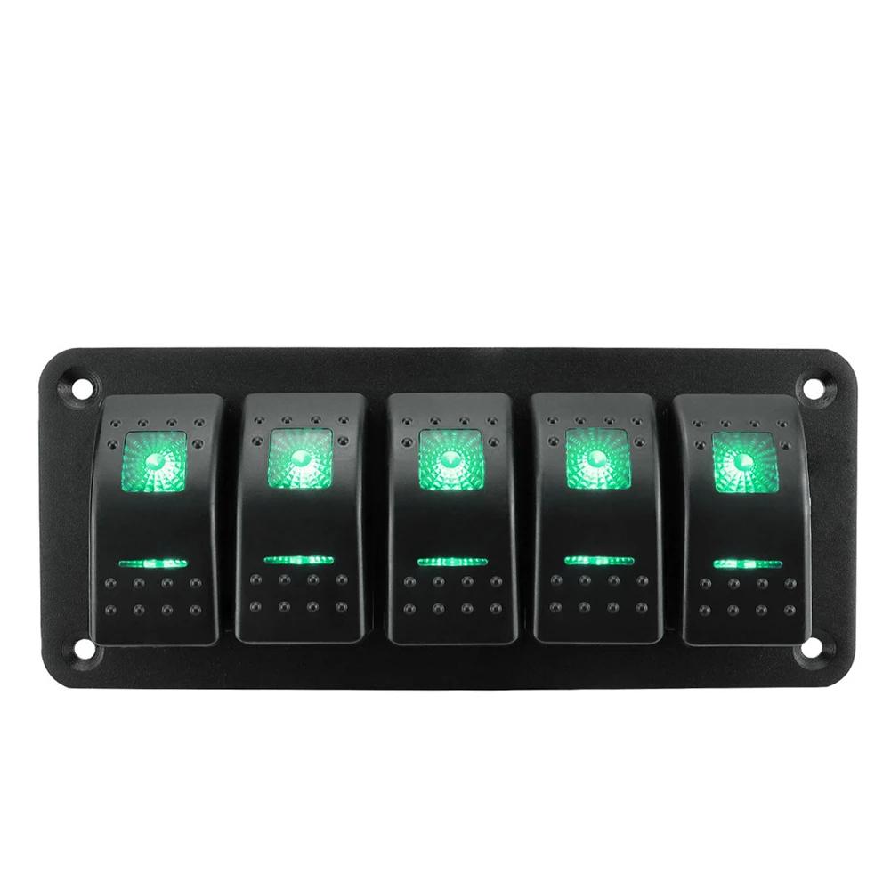Universal Marine Boat 2/3/4/5/6/ 8 Group Rocker Switch Panel 5-pin Switches for 12V/24V Cars Trailers Red Green Indicator Light