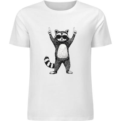 Funny Raccoon Victory Gesture Cotton Graphic Tee Short Sleeved T-Shirt Summer Casual