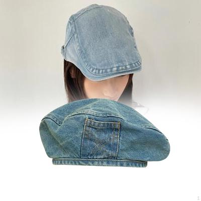 Jeans Baskenmütze Elegante Kopfbedeckung Bequeme Mütze für Reise Shopping Urlaub