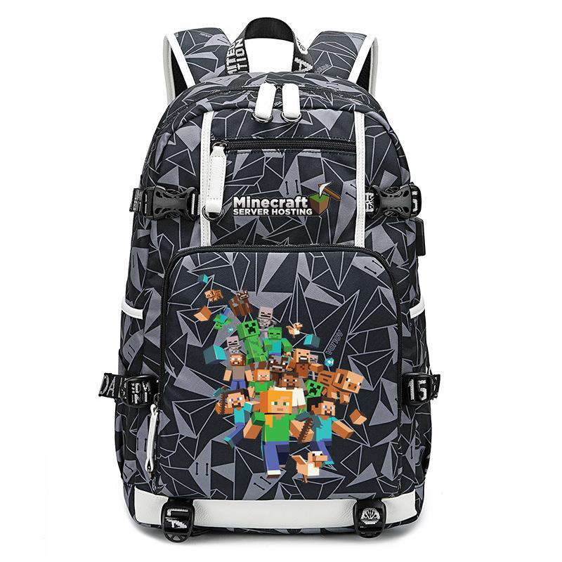 Hot Selling Minecraft Game Peripheral Printed Backpack Outdoor Large Capacity Travel Bag