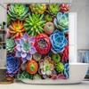 Vibrant Succulent Garden Shower Curtain - Colorful Floral Design Waterproof Bathroom Decor Suitable For Wet And Dry Separation