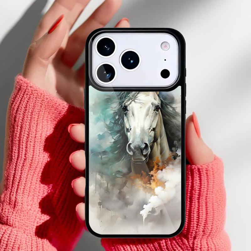 Horse Painted Art soft Phone Case for iPhone 17 16 15 14 13 Pro Max Back Cover for 12 11 Pro Coque