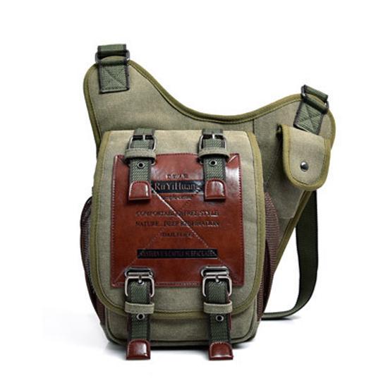 Retro Leather Military Vintage Messenger Pánske tašky cez rameno Crossbody Travel Pocuh Man Bolsa Bag armádna zelená farba
