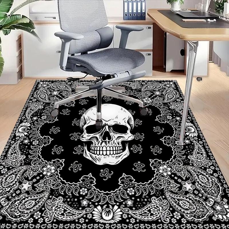 1PC Skull Paisley Extra Large Non Slip Floor carpet, Office, family, bedroom Large Area Rug Indoor Rugs, Vibrant Colors