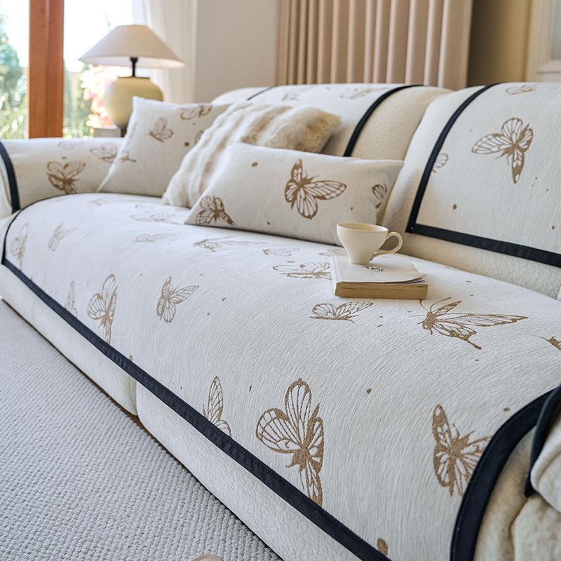 Chenier Sofa Cushion, Universal In All Seasons, Non-Slip And Dirt-Resistant Seat Cushion, Black Dust-Proof Sofa Cover, Cloth Towel Seat Cushion