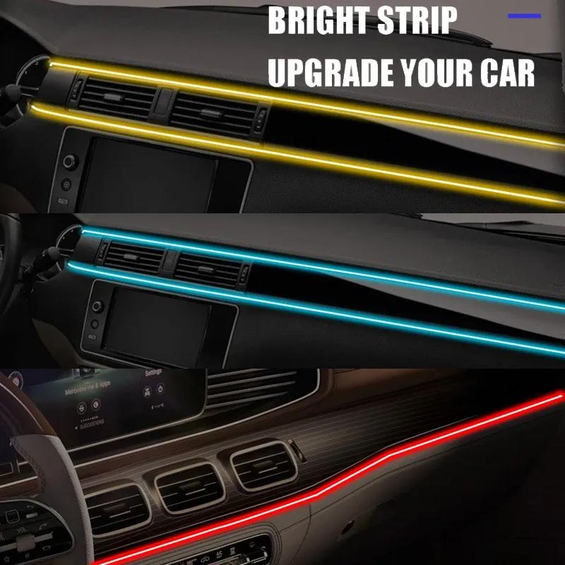 1/2/3/4/5M Auto-Innenraum RGB LED Lichtleiste Umgebungsneon Unsichtbares Licht USB Glasfaser Atmosphärenlampe unterstützt APP-Steuerung
