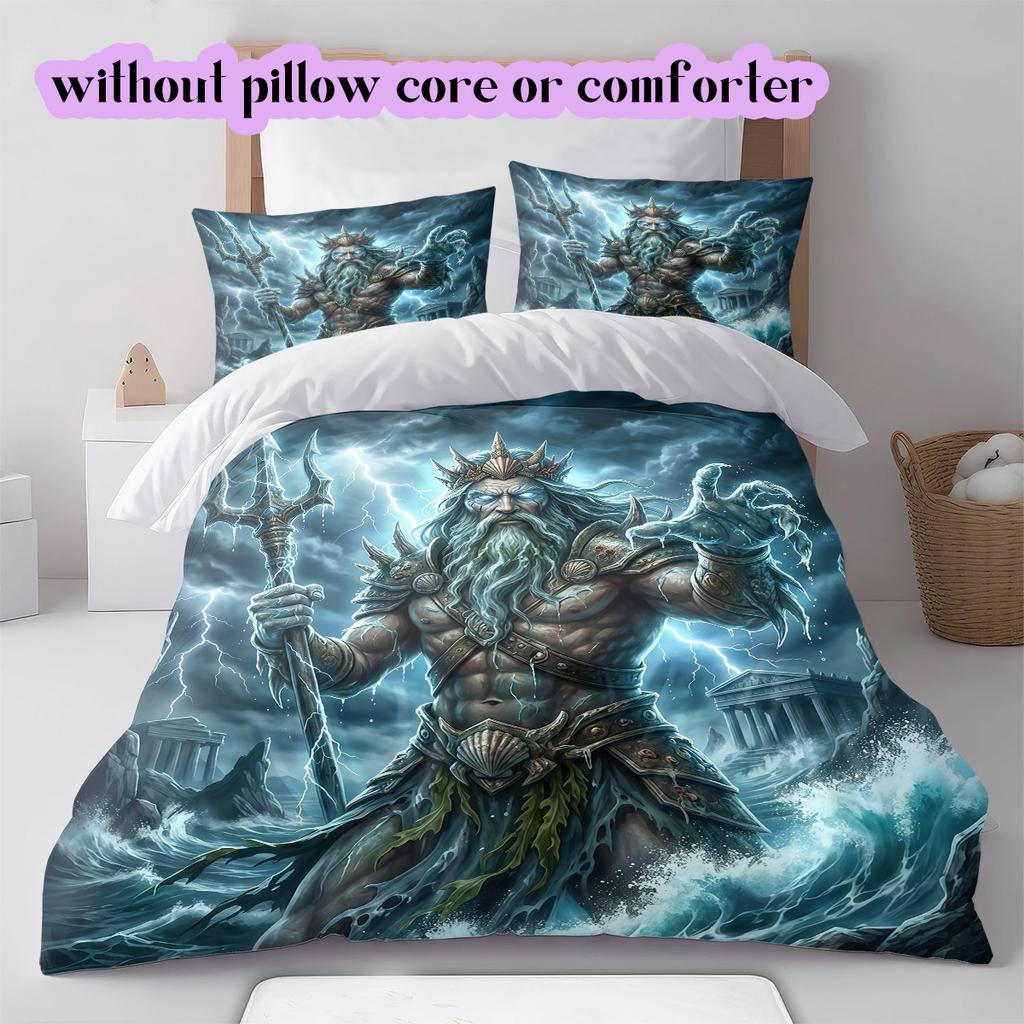 mythological figures Pattern Bedding Quilt Set Quilt Cover Pillowcase Home Decoration Birthday Gift (1 * duvet cover + 2 * pillowcase, without core)