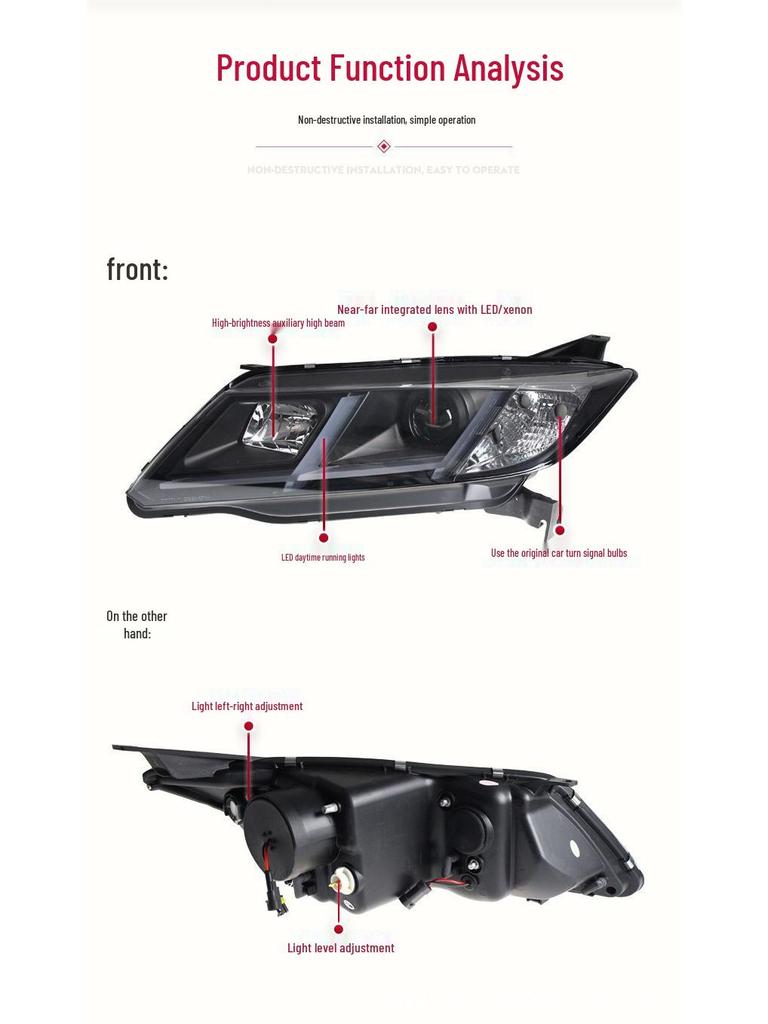 Compatible LED Daytime Running and Bi-Xenon Projector Headlight Assembly for 2015-2019 Honda New City