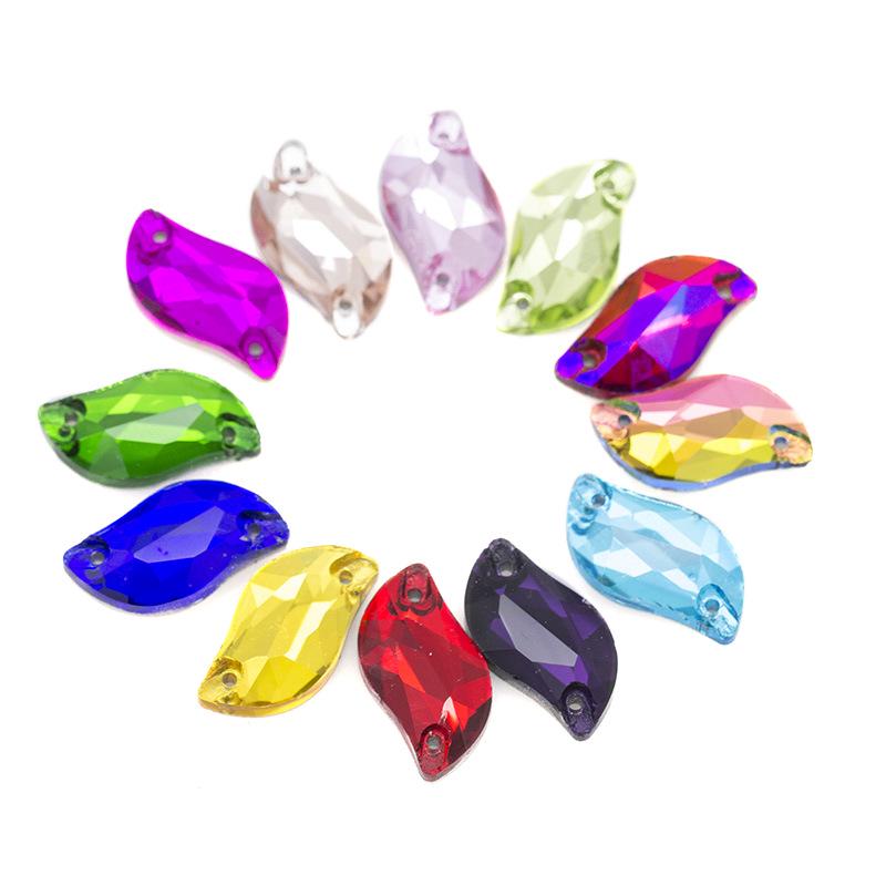 28-delars S-formade kristallglasdiamantblad för gör-det-själv-kläder och bröllopsklänningsaccessoarer