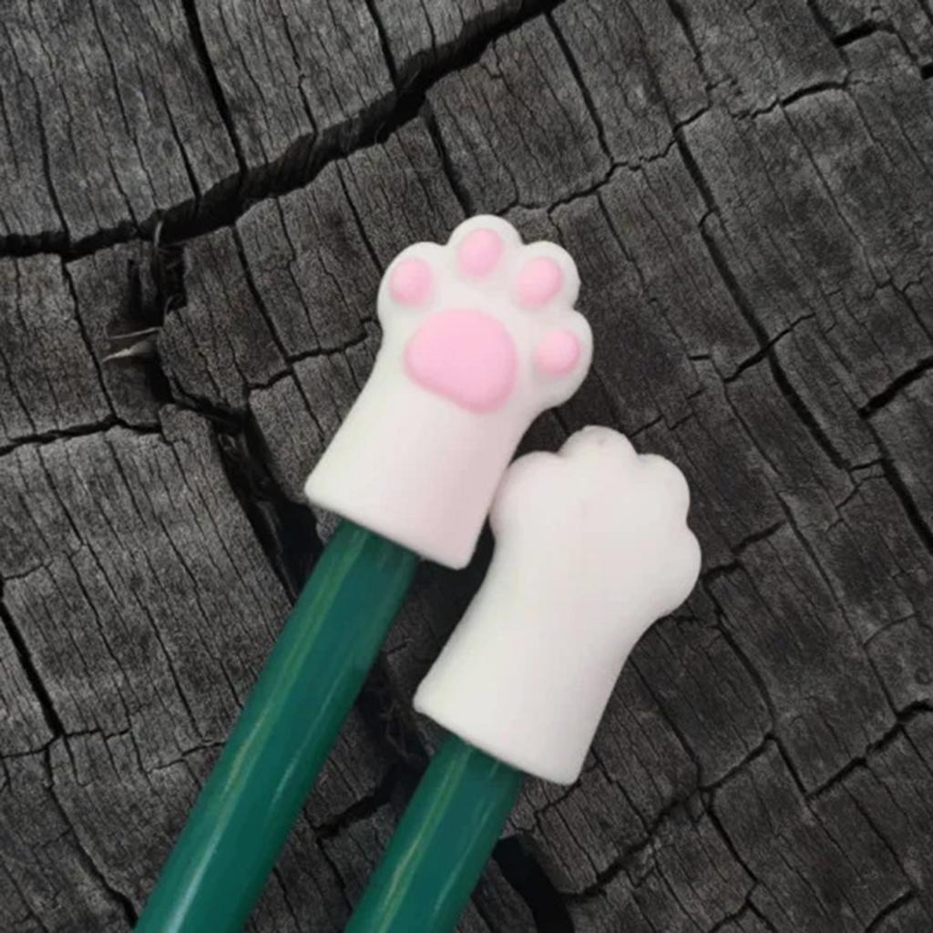 3Pieces Cute Cat Paw Pencil Topper Cartoon Pencil Topper Anti-Chewing Silicone Pencil Cap for Kid Student Class Reward