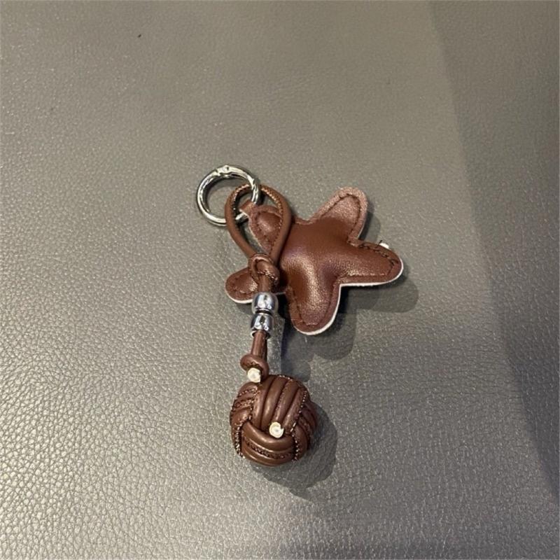 Handcraft Star Shape Keychain Accessory Hanging Pendant Stylish Faux Leather Designing Keyring for Bags and Keys