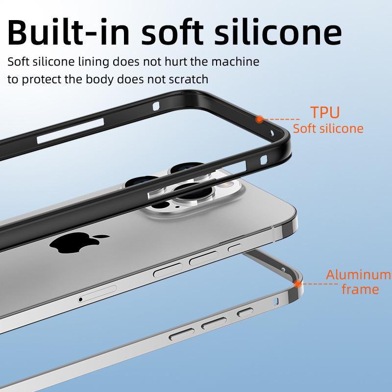 Hybrid Silicone Frame Aluminum Metal Phone Case For iPhone 17 16 15 14 13 12 Pro Max Better Heat Bumper