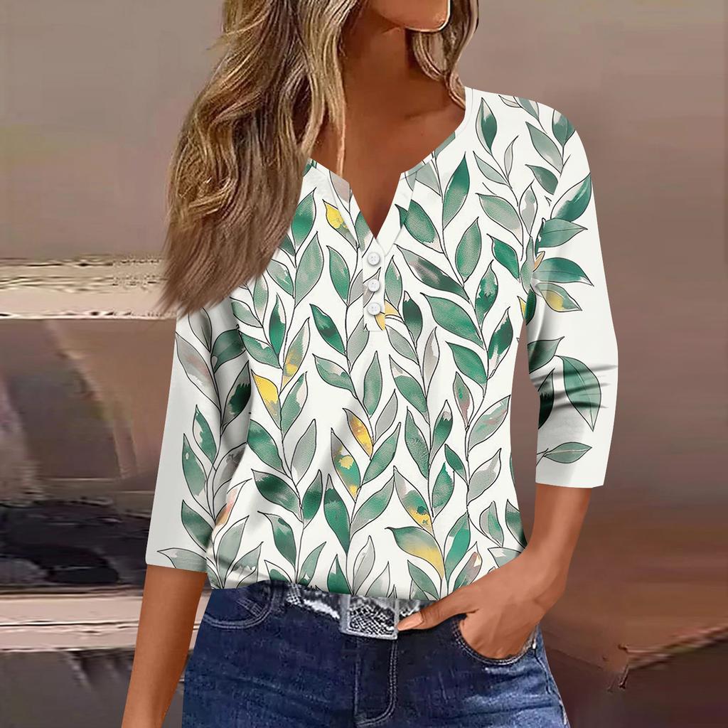 Damen 3/4-Ärmel Shirts Grafik-T-Shirts Shirts Lässige Basic-Tops Pullover
