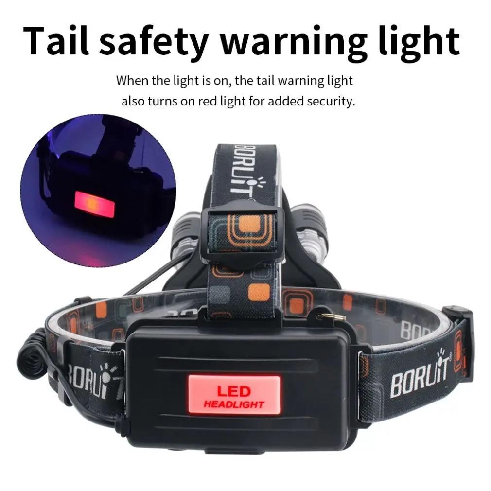 Boruit RJ-3000 strong red light beekeeping headlamp waterproof headlamp USB charging hunting lamp 5000LM