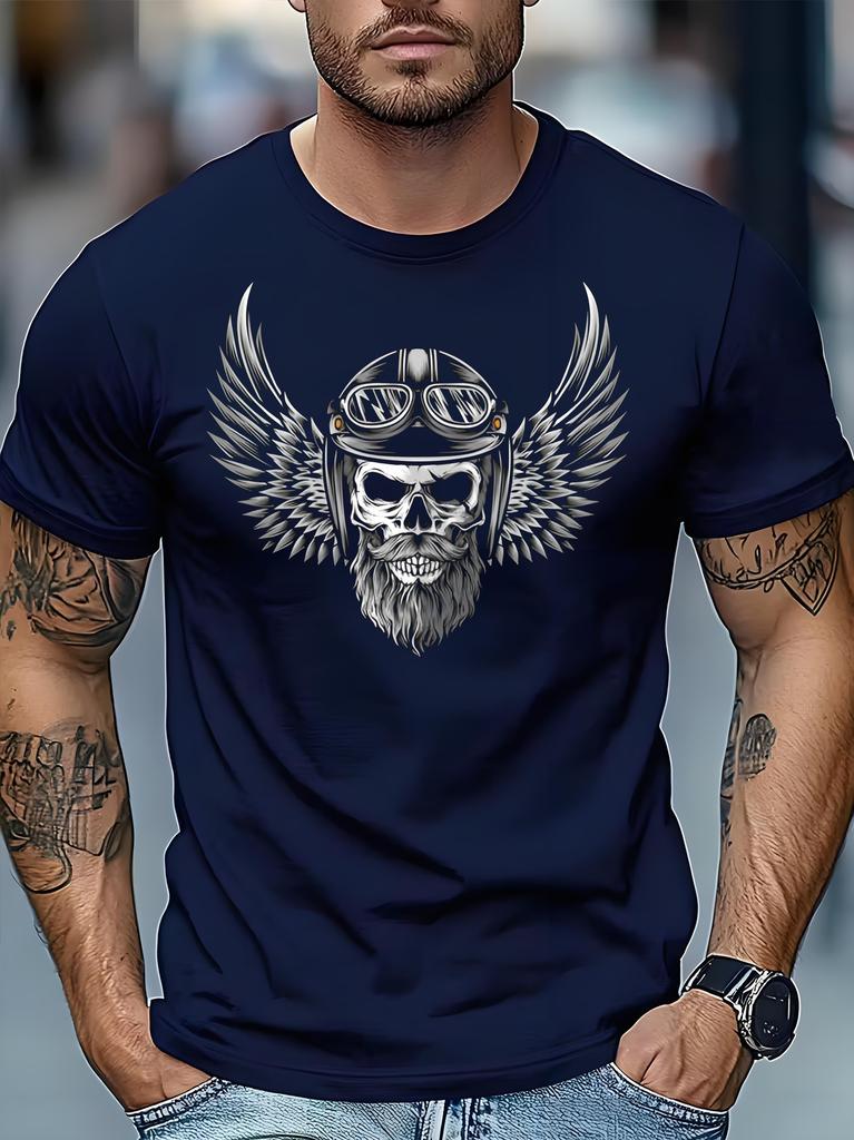 Unisexs Casual Outdoor Sports Tshirt With Skull And Earphone Design Regular Fit For Casual Daily Wear And Formal Occasion