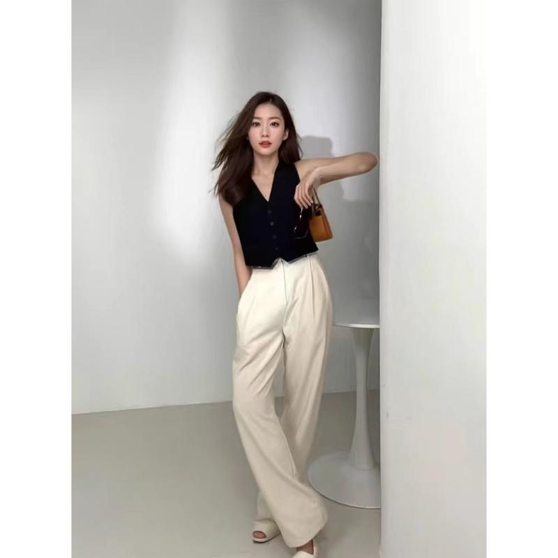 Retro High-end Short Suit Vest Cardigan Coat Women's Sleeveless