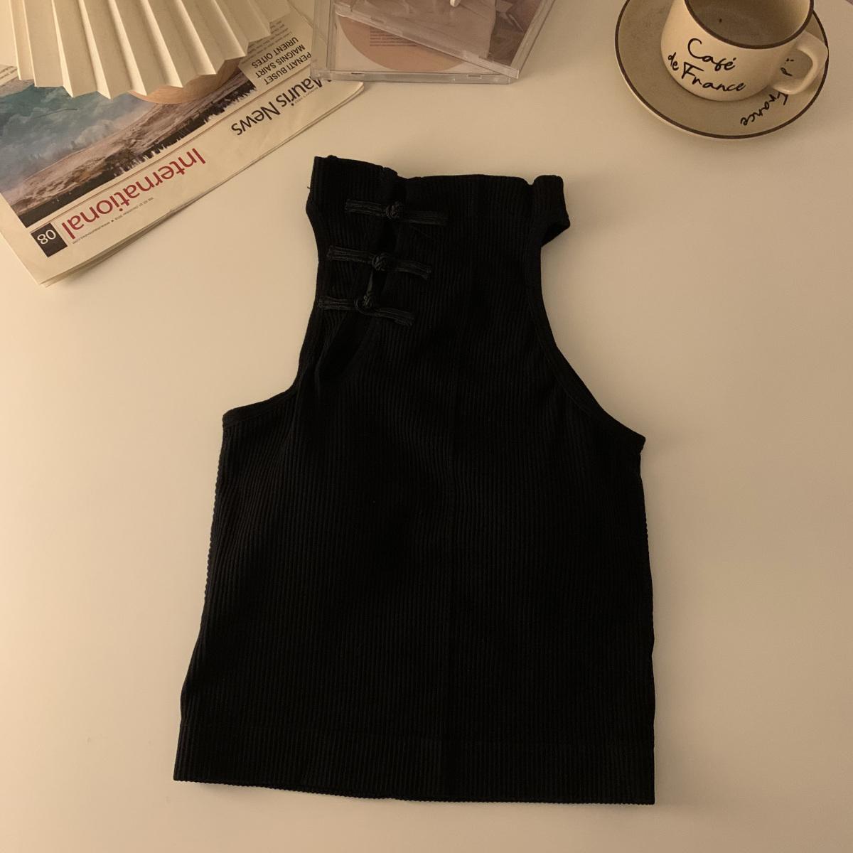 

Необычный жилет на подтяжках с накладкой на грудь в стиле ретро, ​​Spicy Girls, интегрированный низ и женское нижнее белье, дизайн бюстгальтера S чёрный