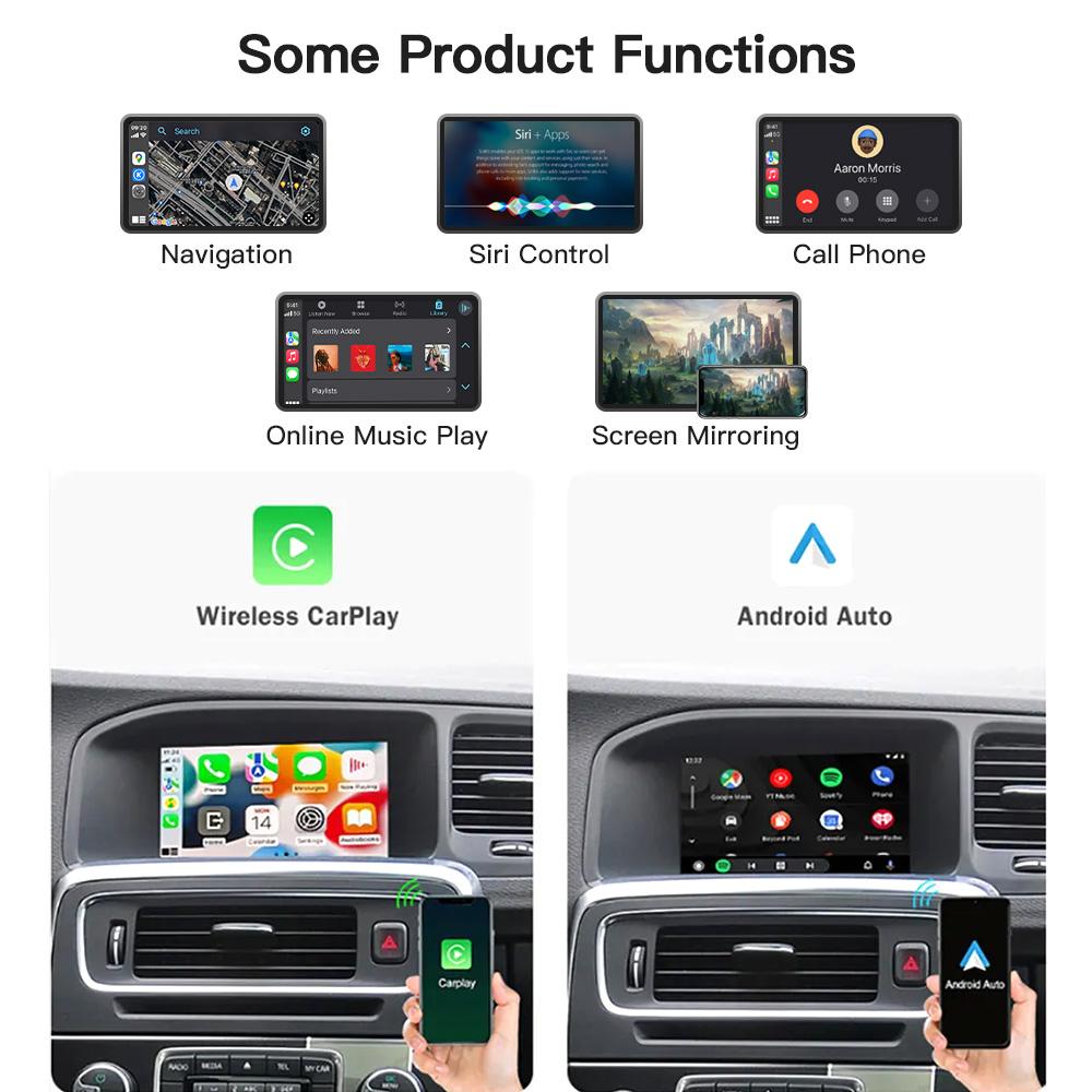 AUTOABC Kabelloses/verkabeltes Carplay Android Auto-Modul für Volvo V40 V60 V70 S60 S80 XV60 XC70 D2 5.8 OEM-Bildschirm Radiokamera