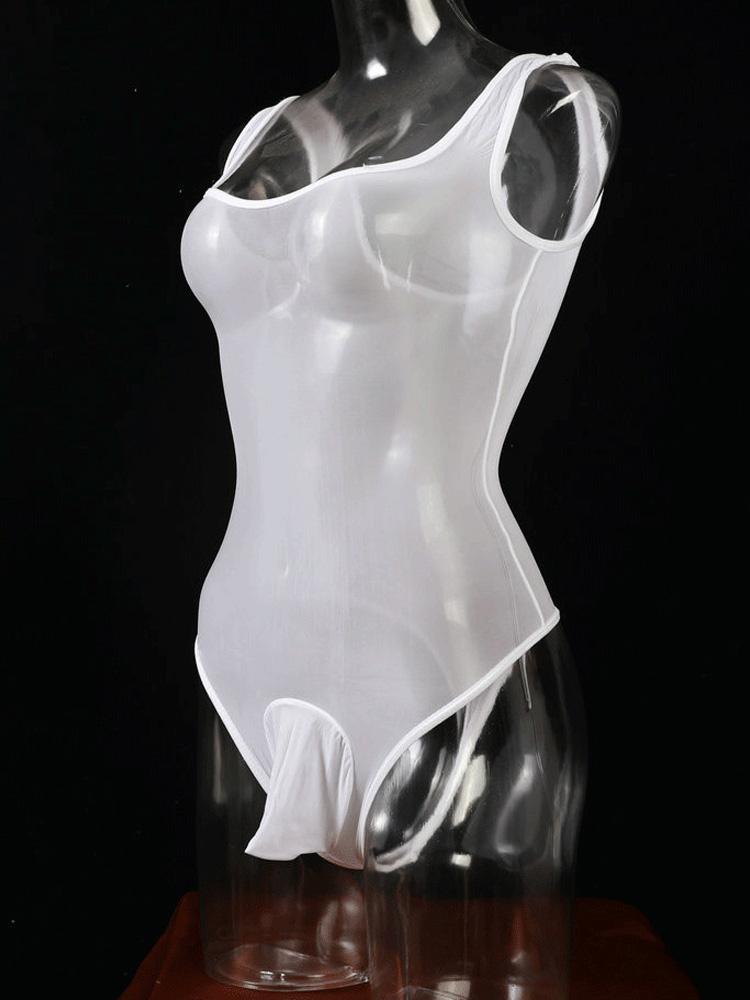 Sexy Men 8D 912 Pin Oil Gloosy Shiny U Convex Pouch Bodysuit Cockring Open Sheath Sleeve Sexy Tight Bandage Bodyhouse