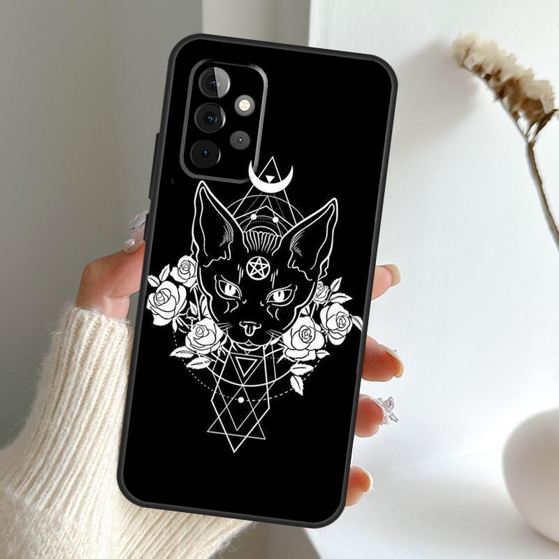 Moon Tarot Witch Cat Case For Samsung Galaxy A55 A15 A35 A56 A06 A16 A26 A36 A32 A52 A13 A33 A53 A14 A34 A54 A17