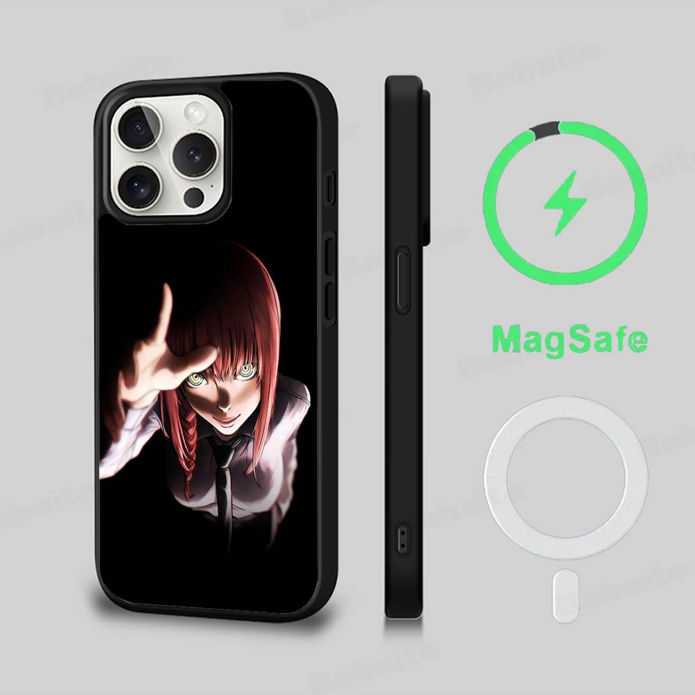 M-makima Anime Phone Case Magnetic Case For IPhone 16 14 13 12 11 15 Pro Max Plus For Magsafe Wireless Charge Cover