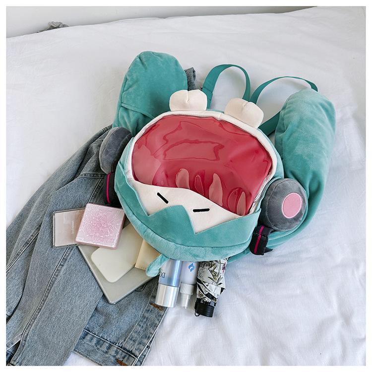 School bag wholesale women's plush Hatsune tote bag, cute double shoulder handbag, birthday gift, hand warmer, versatile