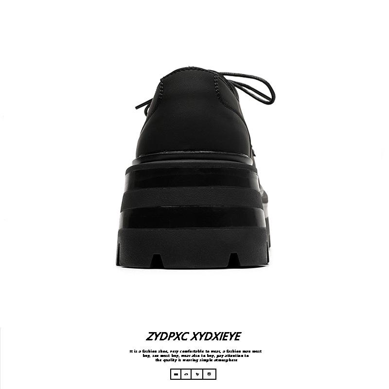 Commuter Derby shoes big head leather shoes men's heightened platform British style round head black high sense 8234-E
