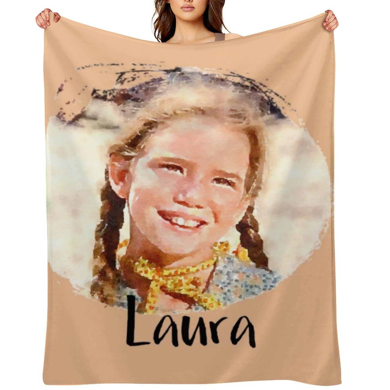 Laura Ingalls Throw Blanket Shaggy Soft Plaid Hair Vintage Blankets 30x40in