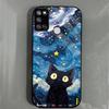 Case for realme C17 7i Anime Black Cat Starry Cloud Print Phone Cover Acrylic Hard Back Shell With Flexible TPU Edge