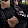 Faux Rabbit Fur Car Seat Cushion Set with Headrest and Lumbar Support