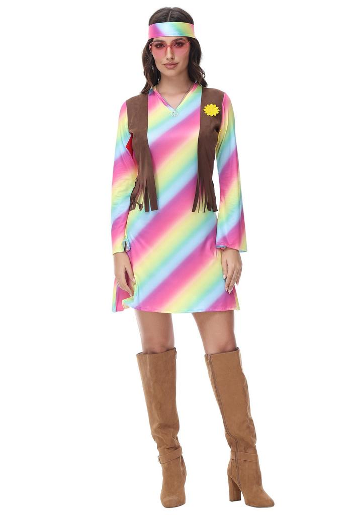 European & American Retro Disco Halloween Couples Costumes for Cosplay Dance Party