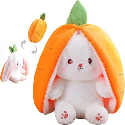 8 Inch Strawberry Rabbit Plush Toy Carrot Rabbit Stuffed Toys Perfect for Kids (Orange)