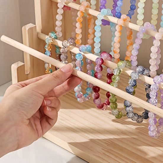 Wooden Jewelry Stand Log Bracelet Display Organizer with Removable Rod Visible Jewelry Showcase Rack