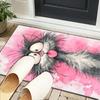 Black Cat In Sunflower Town Office Rug Chair Mat, Game Carpet, Suitable for Front Door, Bedroom, Living Room, Desk, Holiday Gift