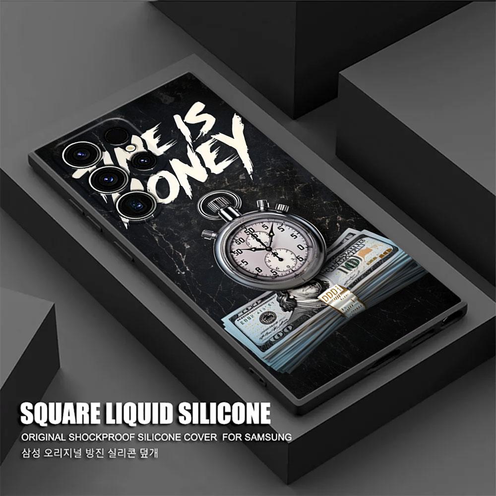 Black Dollar Time is Money Phone Case For Samsung Galaxy S26 Ultra Cases S25 FE S24 S23 S21 Ultra S20 S24 FE S22 S26 Plus Cover