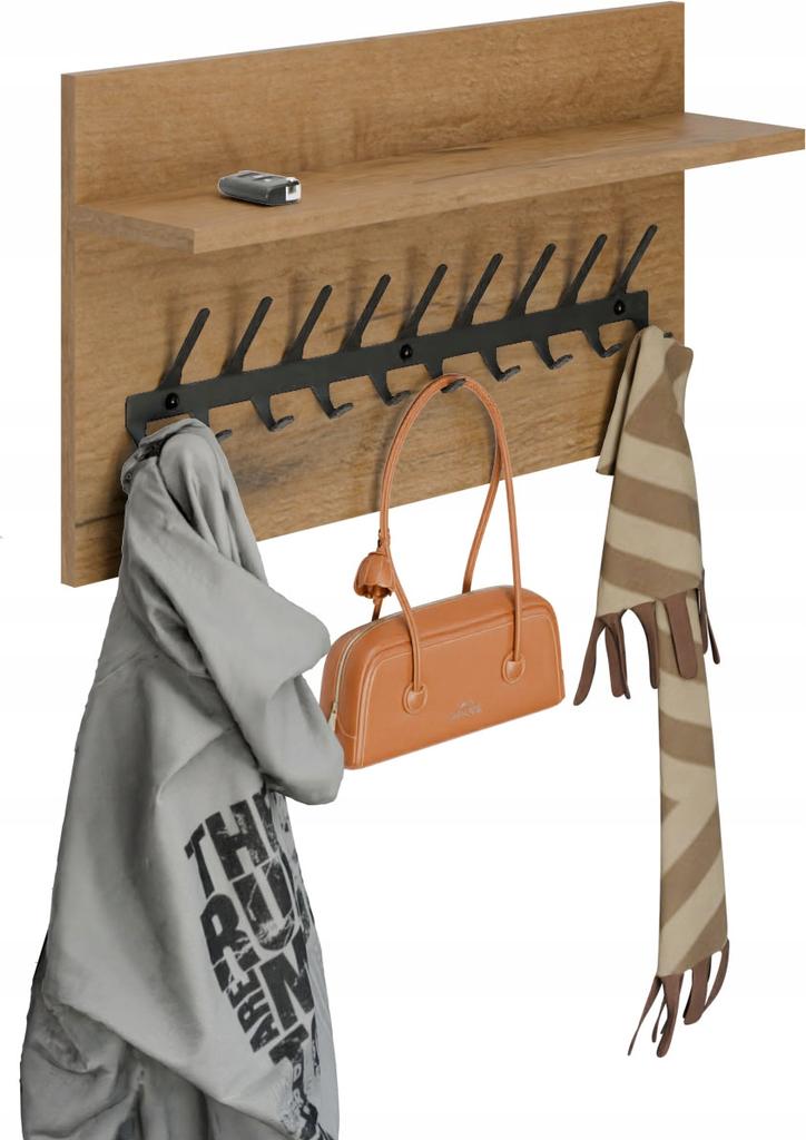 Wieszak Na Ubrania Loft 70 Cm - Czarny + Dąb Lancelot, Solidny I Stylowy