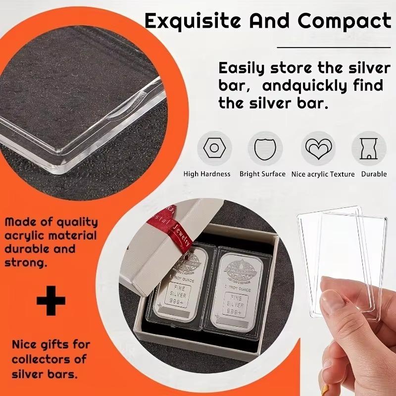 50pc 1-ounce Silvery Rod Stand Transparent Acrylic Storage Container for Silvery Rod Box Coin Collection Box Commemorative Coins