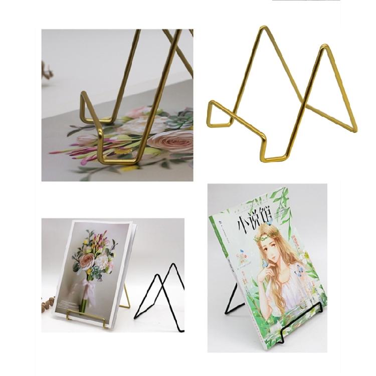 Sturdy Metal Desktop Display Rack Small Plate Holder Multi Functional Storage Space for Books Electronics Decoration